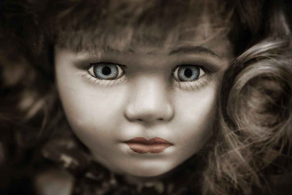 doll with grey eyes and brown hair